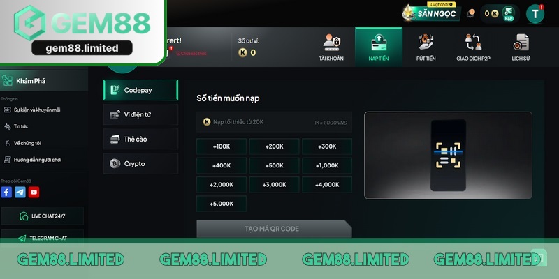 Nạp tiền Gem88 là bước khởi đầu quan trọng